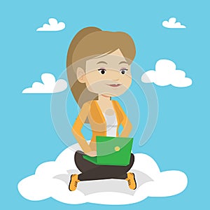 Woman using cloud computing technology.