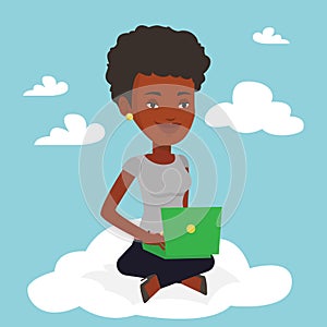 Woman using cloud computing technology.