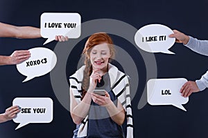 Woman using a communicator photo