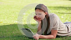 Woman using an eBook reader