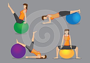 Woman Using Exercise Ball for Workout