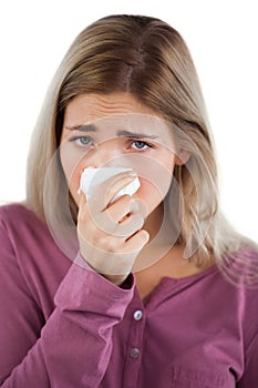 Woman using handkerchief