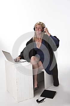 Woman using headphones