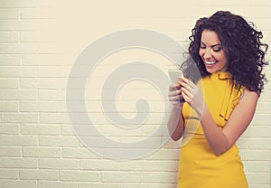 Woman using high-speed Internet connection texting on smart phone