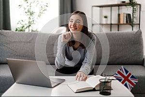 Woman using laptop for education