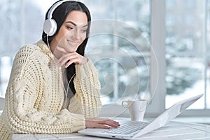 Woman using laptop