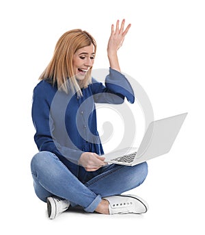 Woman using laptop for video chat