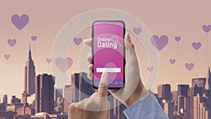 Woman using online dating apps