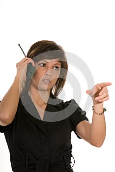 Woman using radiophone