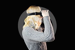 Woman using reality virtual headset