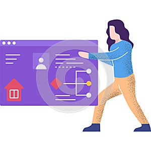 Woman using smart house software vector icon