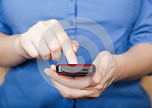 Woman using smartphone photo