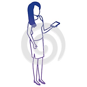 woman using smartphone with speech bubble