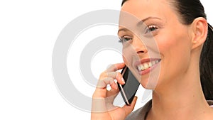 Woman using a smartphone to take a call