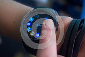 Woman using smartwatch