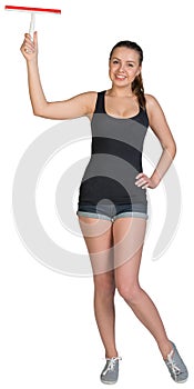 Woman using squeegee