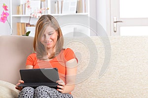 Woman using tablet