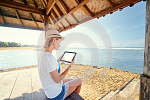 Woman using tablet