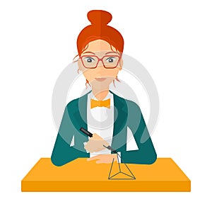 Woman using three D pen