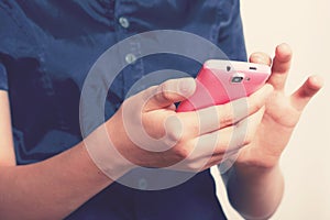 Woman using a touchscreen