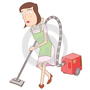 Woman using a vacuum cleaner