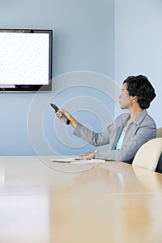 Woman using video conferencing