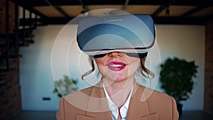 Woman using a Virtual Reality