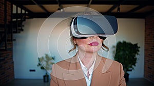 Woman using a Virtual Reality