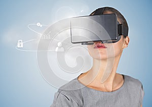 Woman using virtual reality headset