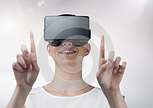 Woman using virtual reality headset