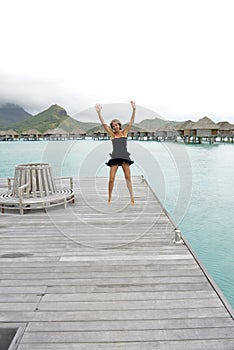 Woman on vacation in Bora bora