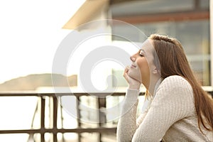 Woman on vacation relaxing at hotel