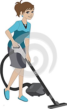 Woman Vacuumig