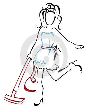 Woman vacuuming at house