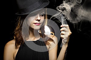 Woman Vaping E-Cigarette