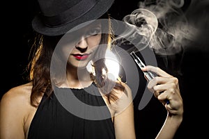 Woman Vaping E-Cigarette