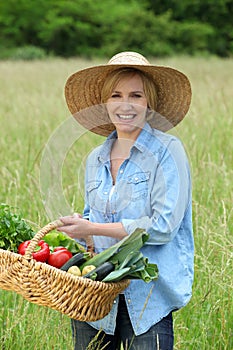 Woman with vegetable basket