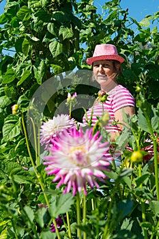 Woman in vegetable garden