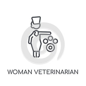 Woman Veterinarian linear icon. Modern outline Woman Veterinaria photo