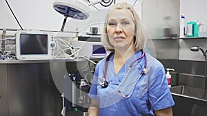 woman veterinarian talking in a veterinary clinic