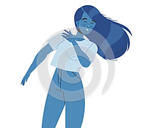 Woman Victim Dodging Suffering from Abuse and Bullying Vector Illustration