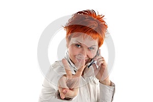 Woman with victory gesture
