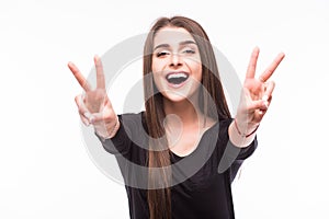 Woman with victory gesture