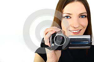 Woman and video camera