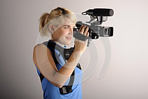 Woman with video camera
