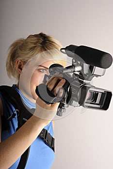 Woman with video camera