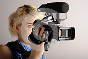 Woman with video camera