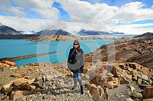 Woman at the Viewpoint over Upsala Glacier, Patagonia, Argentina