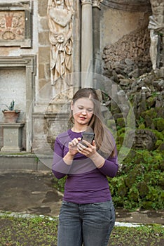 woman in Villa Aldobrandini, Italy