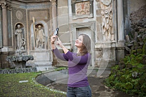 woman in Villa Aldobrandini, Italy